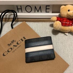 Coach Men Slim Bifold Wallet 💙🖤